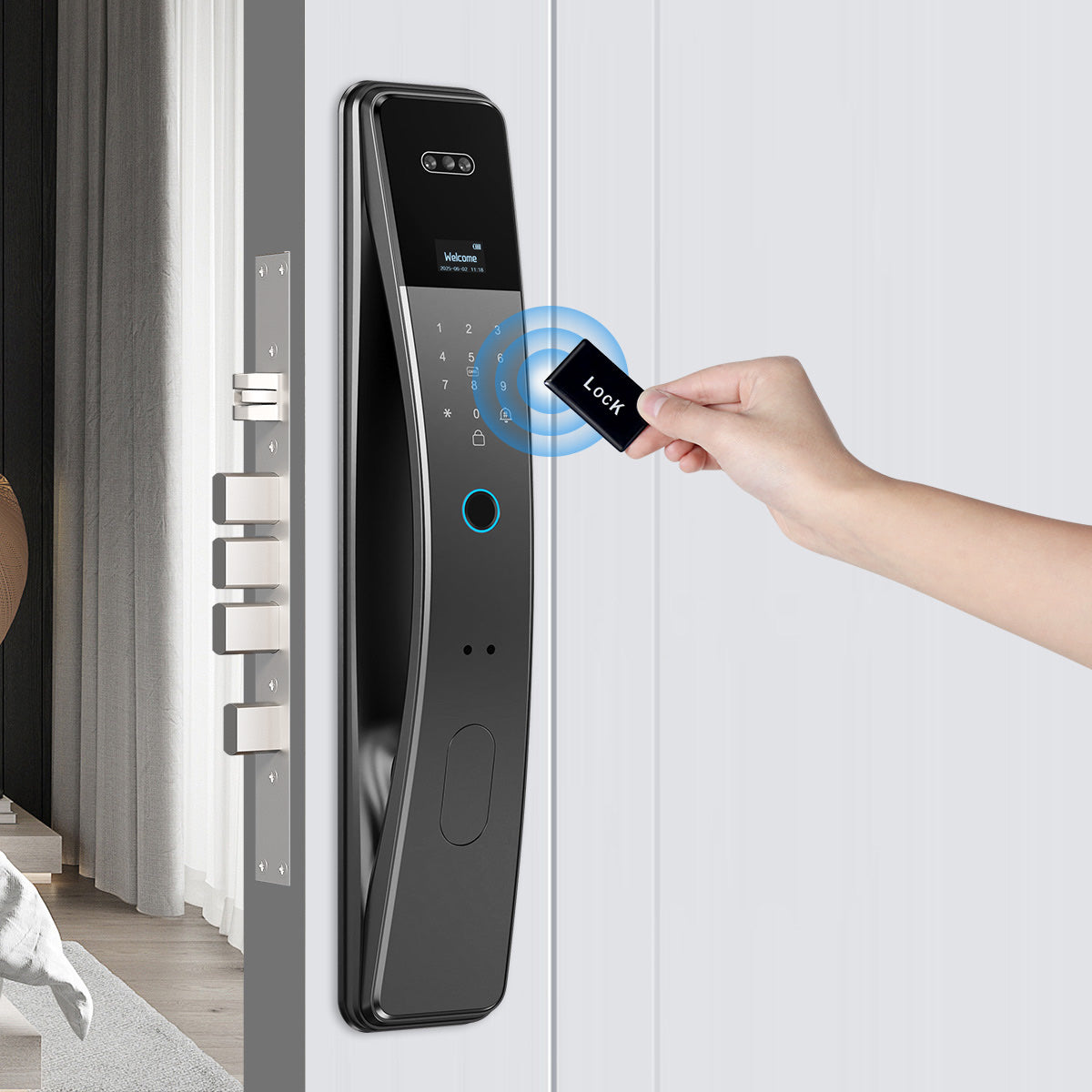Cerradura inteligente facial H10 - instalada en puerta