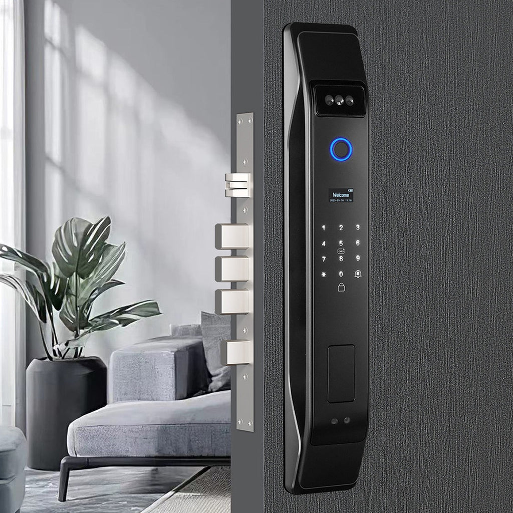 Cerradura inteligente Heavy Protec H6 instalada en la puerta de una vivienda